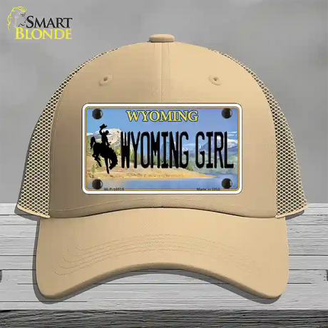 Wyoming Girl Novelty License Plate Hat Mesh / Khaki