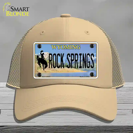 Rock Springs Wyoming Novelty License Plate Hat Mesh / Khaki