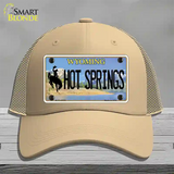 Hot Springs Wyoming Novelty License Plate Hat Mesh / Khaki