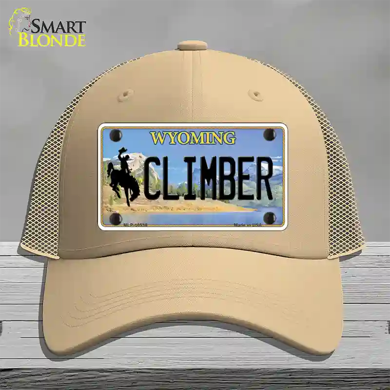 Climber Wyoming Novelty License Plate Hat Mesh / Khaki