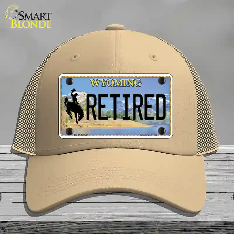 Retired Wyoming Novelty License Plate Hat Mesh / Khaki