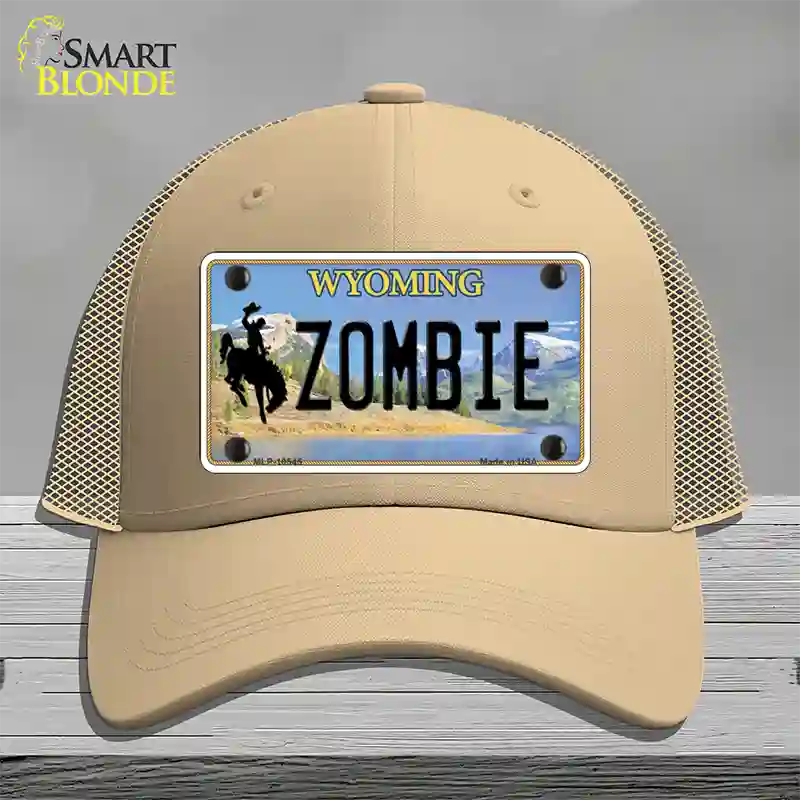 Zombie Wyoming Novelty License Plate Hat Mesh / Khaki