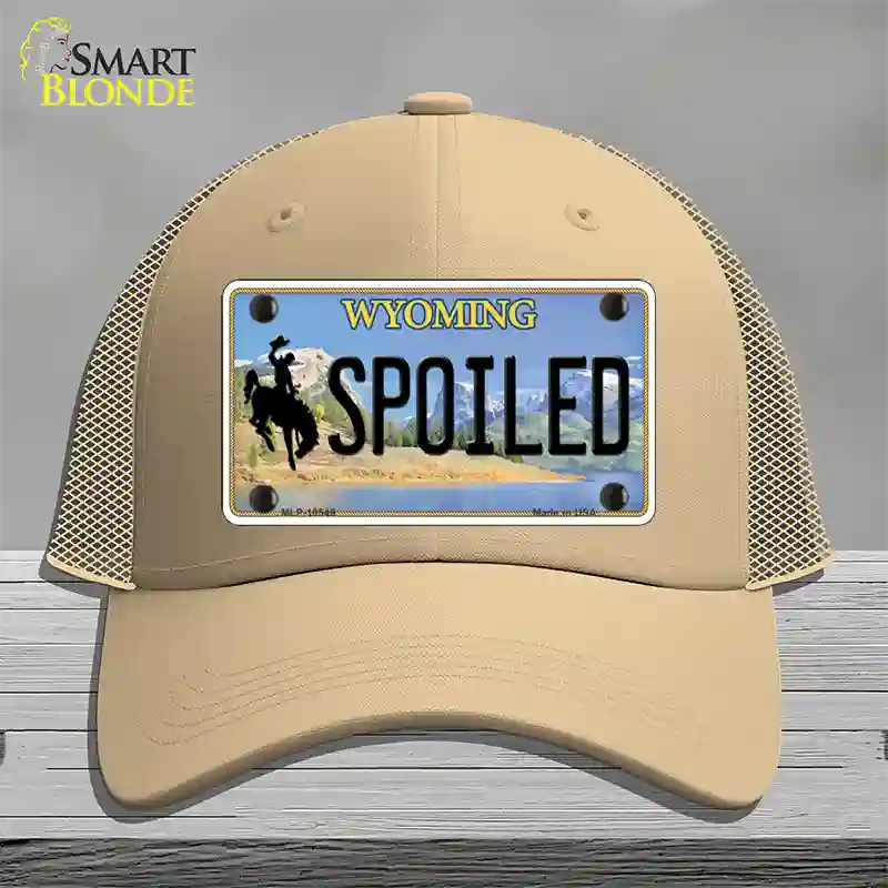 Spoiled Wyoming Novelty License Plate Hat Mesh / Khaki