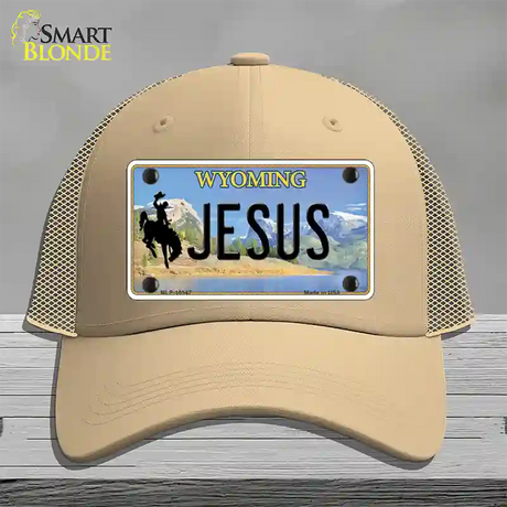 Jesus Wyoming Novelty License Plate Hat Mesh / Khaki