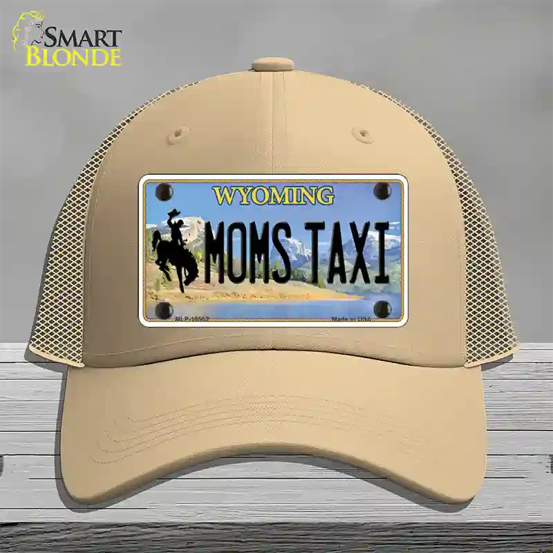 Moms Taxi Wyoming Novelty License Plate Hat Mesh / Khaki