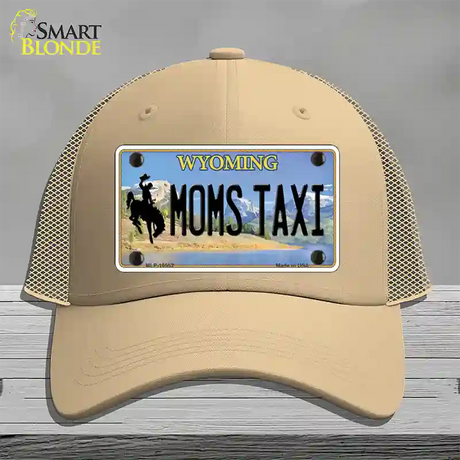 Moms Taxi Wyoming Novelty License Plate Hat Mesh / Khaki