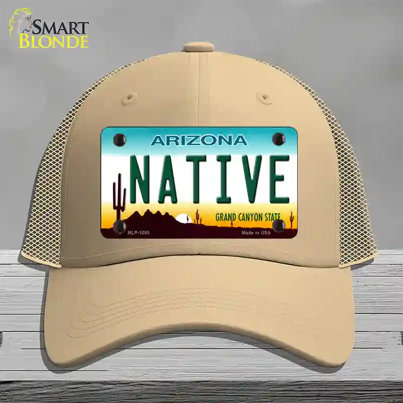 Native Arizona Novelty License Plate Hat Mesh / Khaki