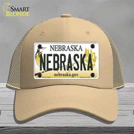 Nebraska Gov Novelty License Plate Hat Mesh / Khaki