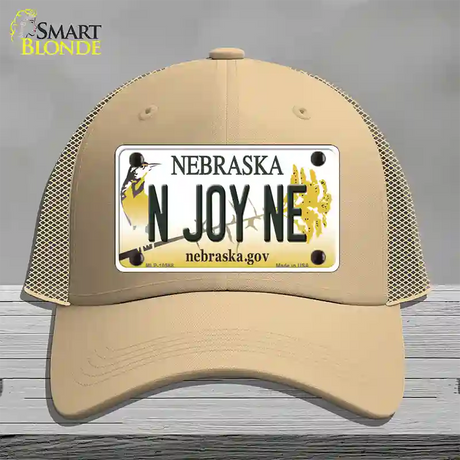 N Joy NE Nebraska Novelty License Plate Hat Mesh / Khaki