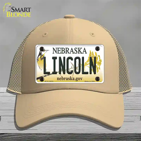 Lincoln Nebraska Novelty License Plate Hat Mesh / Khaki