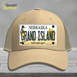 Grand Island Nebraska Novelty License Plate Hat Mesh / Khaki