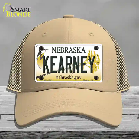 Kearney Nebraska Novelty License Plate Hat Mesh / Khaki