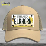 Elkhorn Nebraska Novelty License Plate Hat Mesh / Khaki