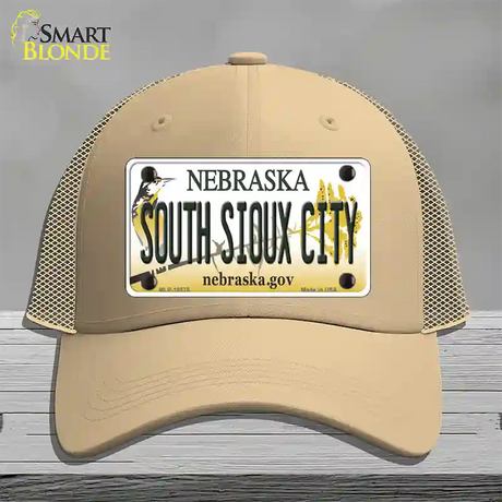 South Sioux City Nebraska Novelty License Plate Hat Mesh / Khaki