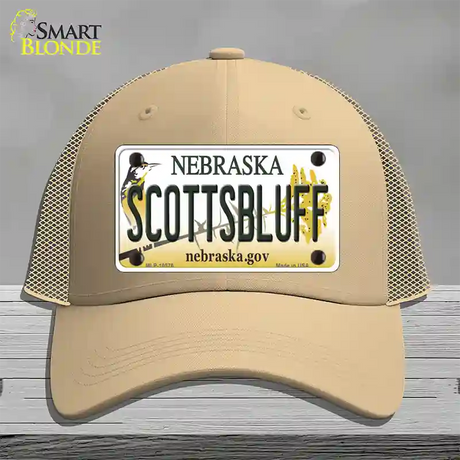 Scottsbluff Nebraska Novelty License Plate Hat Mesh / Khaki