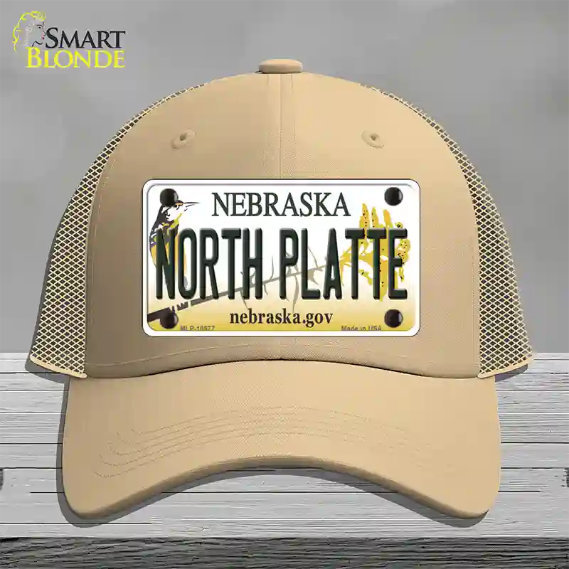 North Platte Nebraska Novelty License Plate Hat Mesh / Khaki