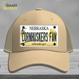 Cornhuskers Fan Nebraska Novelty License Plate Hat Mesh / Khaki