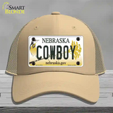 Cowboy Nebraska Novelty License Plate Hat Mesh / Khaki