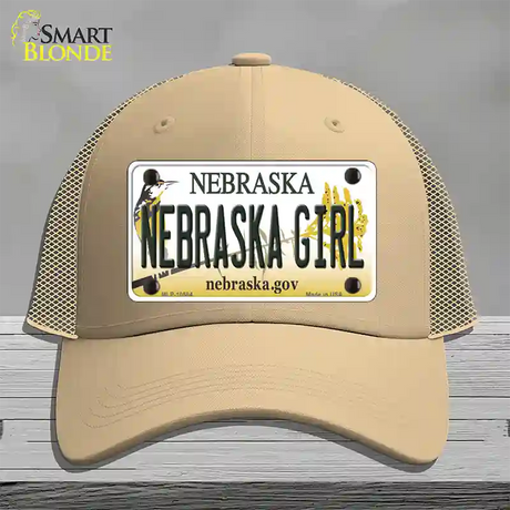 Nebraska Girl Novelty License Plate Hat Mesh / Khaki