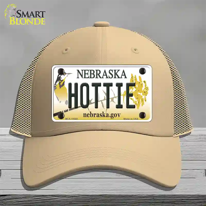 Hottie Nebraska Novelty License Plate Hat Mesh / Khaki