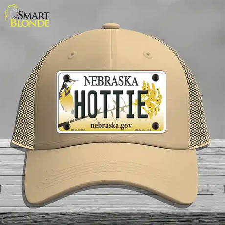 Hottie Nebraska Novelty License Plate Hat Mesh / Khaki