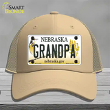 Grandpa Nebraska Novelty License Plate Hat Mesh / Khaki