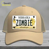 Zombie Nebraska Novelty License Plate Hat Mesh / Khaki