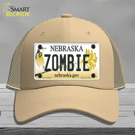 Zombie Nebraska Novelty License Plate Hat Mesh / Khaki