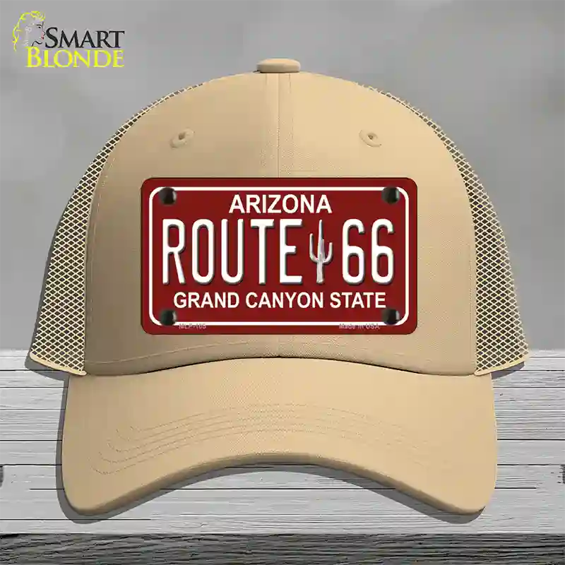 Route 66 Arizona Red Novelty License Plate Hat Mesh / Khaki