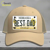 Best Dad Nebraska Novelty License Plate Hat Mesh / Khaki