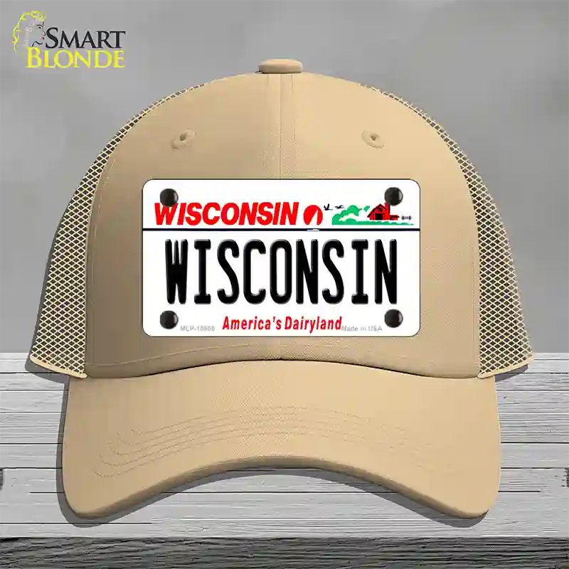 Wisconsin Dairyland Novelty License Plate Hat Mesh / Khaki