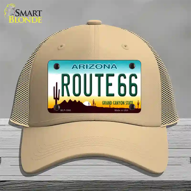 Route 66 Arizona Novelty License Plate Hat Mesh / Khaki