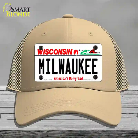 Milwaukee Wisconsin Novelty License Plate Hat Mesh / Khaki