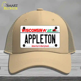 Appleton Wisconsin Novelty License Plate Hat Mesh / Khaki