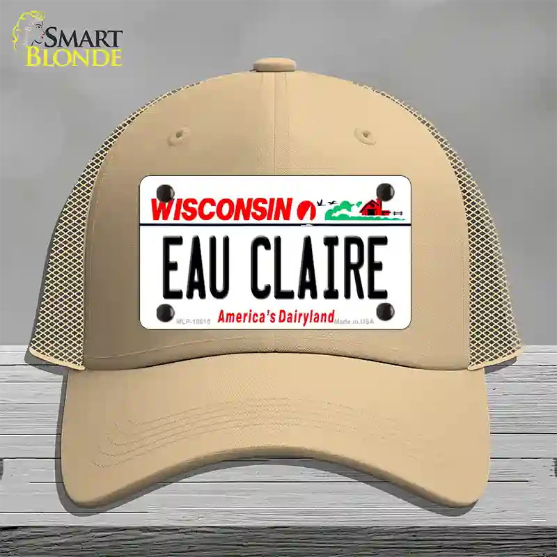 Eau Claire Wisconsin Novelty License Plate Hat Mesh / Khaki