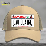 Eau Claire Wisconsin Novelty License Plate Hat Mesh / Khaki