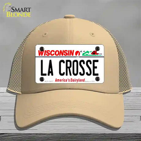 La Crosse Wisconsin Novelty License Plate Hat Mesh / Khaki