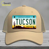 Tucson Arizona Novelty License Plate Hat Mesh / Khaki