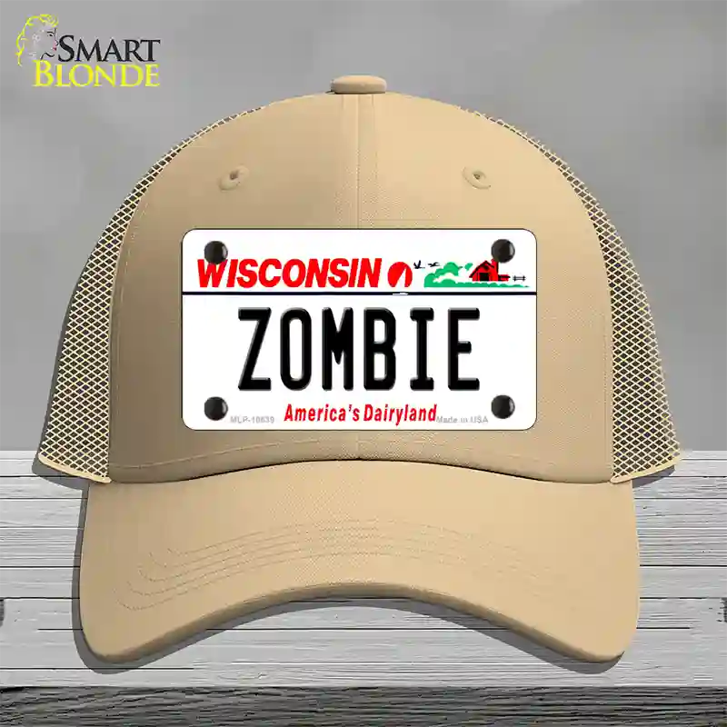 Zombie Wisconsin Novelty License Plate Hat Mesh / Khaki