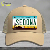 Sedona Arizona Novelty License Plate Hat Mesh / Khaki