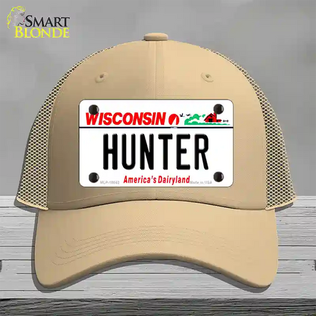 Hunter Wisconsin Novelty License Plate Hat Mesh / Khaki