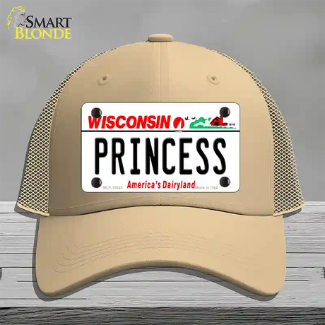 Princess Wisconsin Novelty License Plate Hat Mesh / Khaki