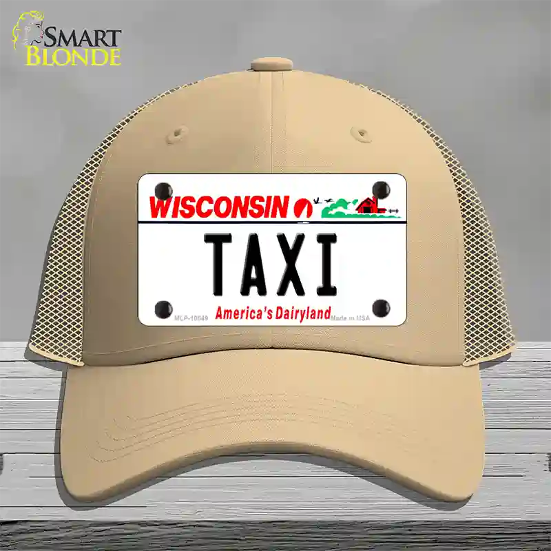 Taxi Wisconsin Novelty License Plate Hat Mesh / Khaki