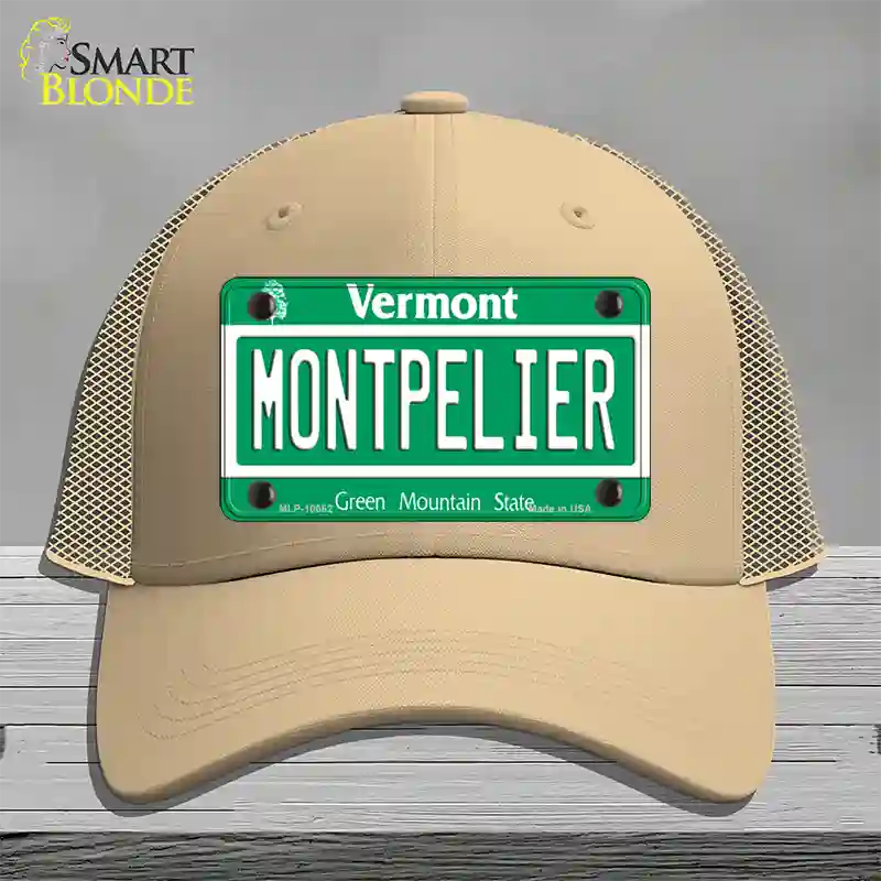 Montpelier Vermont Novelty License Plate Hat Mesh / Khaki