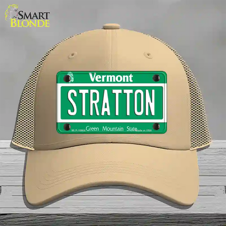 Stratton Vermont Novelty License Plate Hat Mesh / Khaki