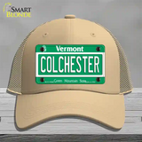 Colchester Vermont Novelty License Plate Hat Mesh / Khaki