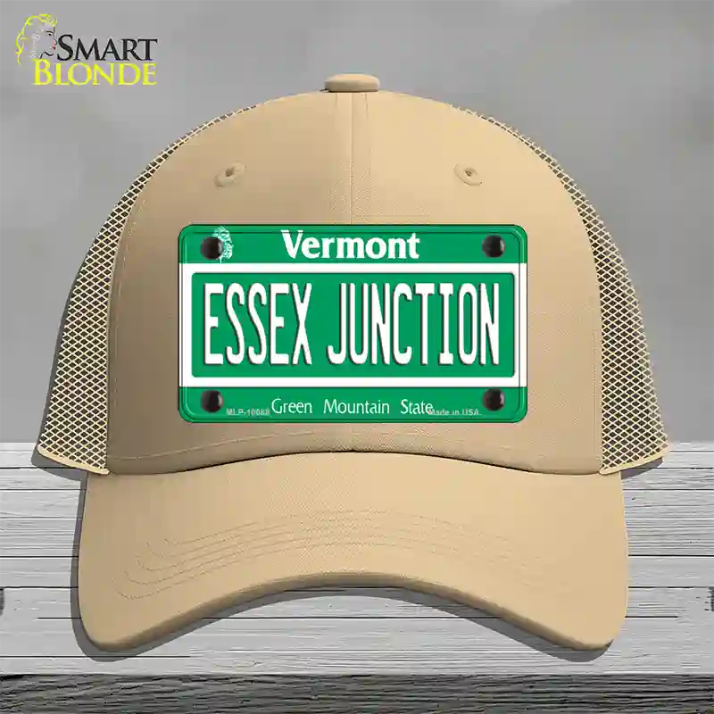 Essex Junction Vermont Novelty License Plate Hat Mesh / Khaki