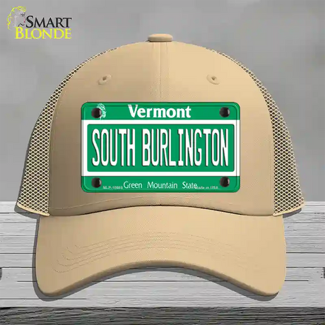 South Burlington Vermont Novelty License Plate Hat Mesh / Khaki