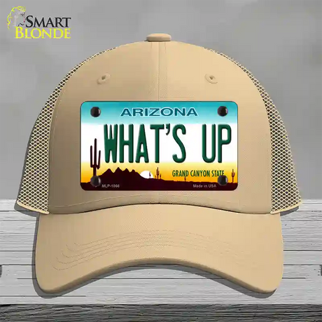 Whats Up Novelty License Plate Hat Mesh / Khaki