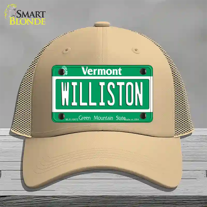 Williston Vermont Novelty License Plate Hat Mesh / Khaki